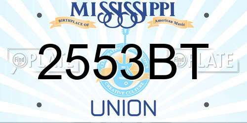 2553BT Mississippi License Plate