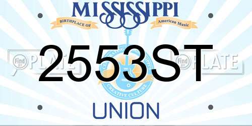 2553ST Mississippi License Plate