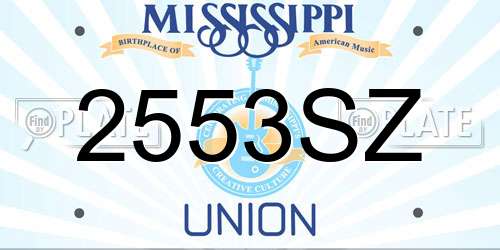 2553SZ Mississippi License Plate