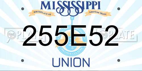 255E52 Mississippi License Plate
