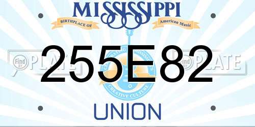255E82 Mississippi License Plate