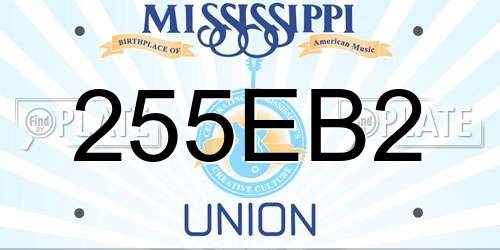255EB2 Mississippi License Plate
