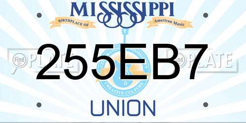 255EB7 Mississippi License Plate
