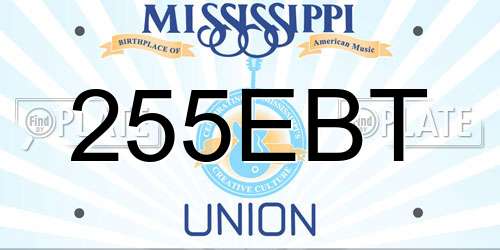 255EBT Mississippi License Plate