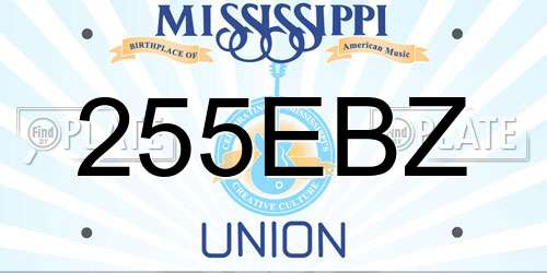 255EBZ Mississippi License Plate