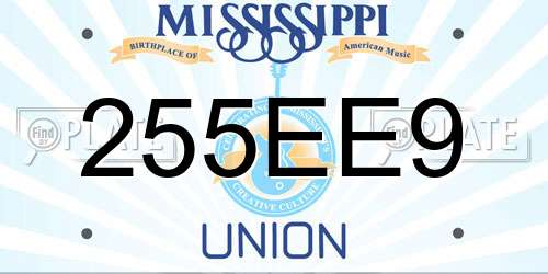 255EE9 Mississippi License Plate