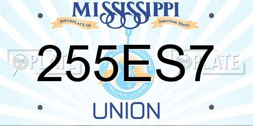 255ES7 Mississippi License Plate
