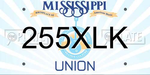 255XLK Mississippi License Plate