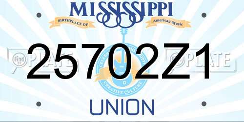 25702Z1 Mississippi License Plate