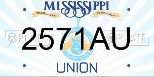 2571AU Mississippi License Plate