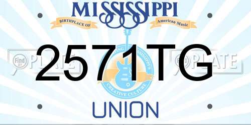 2571TG Mississippi License Plate