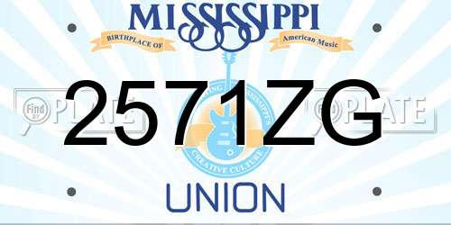 2571ZG Mississippi License Plate