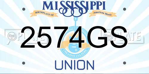 2574GS Mississippi License Plate