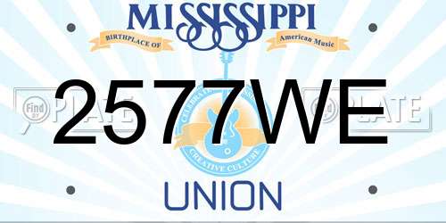 2577WE Mississippi License Plate