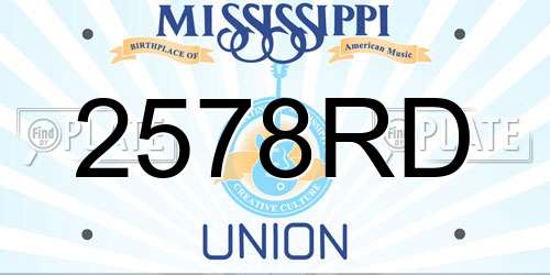 2578RD Mississippi License Plate