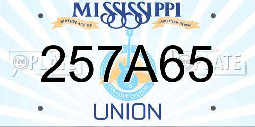 257A65 Mississippi License Plate