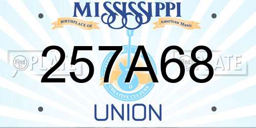 257A68 Mississippi License Plate