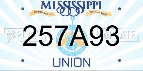 257A93 Mississippi License Plate