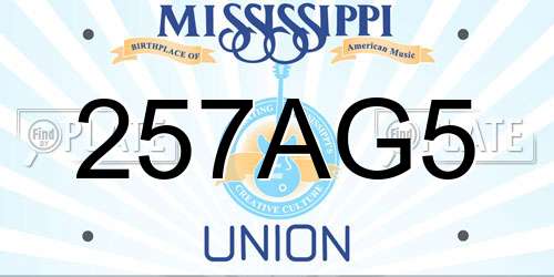 257AG5 Mississippi License Plate