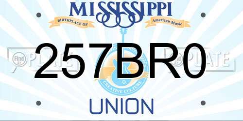 257BR0 Mississippi License Plate