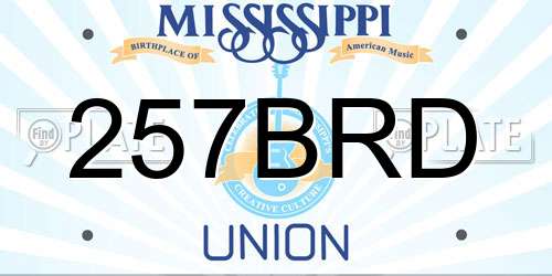257BRD Mississippi License Plate