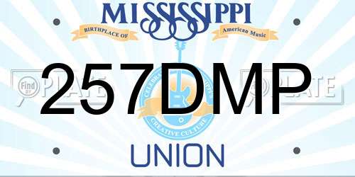 257DMP Mississippi License Plate