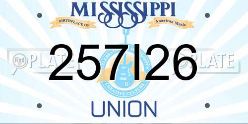 257I26 Mississippi License Plate