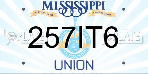 257IT6 Mississippi License Plate