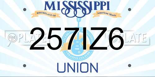 257IZ6 Mississippi License Plate