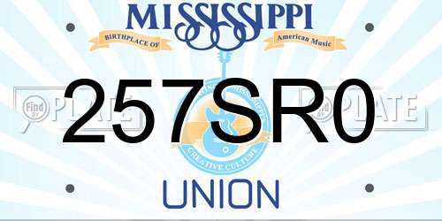 257SR0 Mississippi License Plate