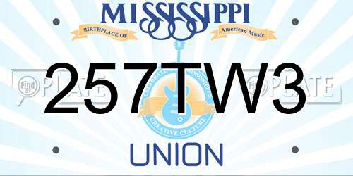 257TW3 Mississippi License Plate