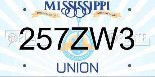 257ZW3 Mississippi License Plate