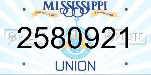 2580921 Mississippi License Plate