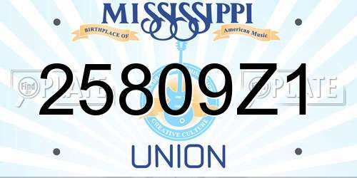 25809Z1 Mississippi License Plate