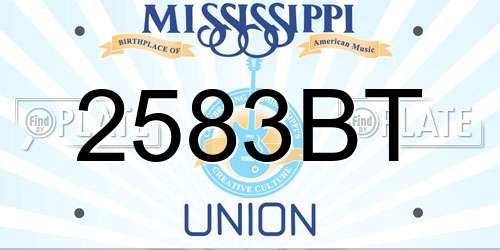 2583BT Mississippi License Plate