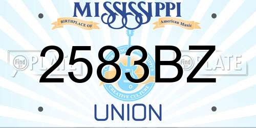 2583BZ Mississippi License Plate
