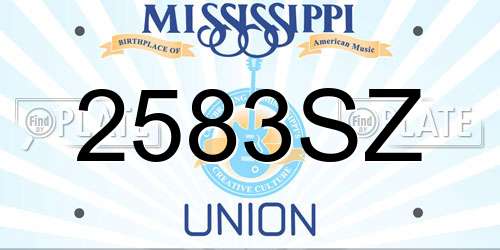 2583SZ Mississippi License Plate