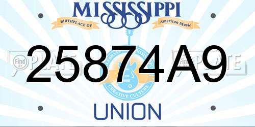 25874A9 Mississippi License Plate