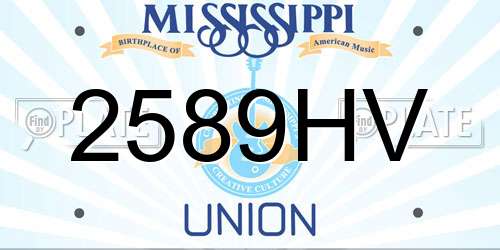 2589HV Mississippi License Plate