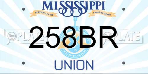 258BR Mississippi License Plate