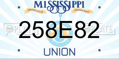 258E82 Mississippi License Plate