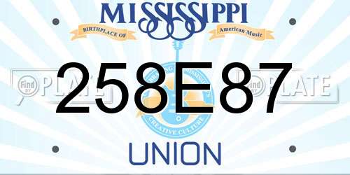 258E87 Mississippi License Plate