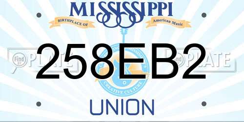 258EB2 Mississippi License Plate