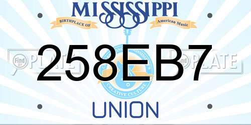 258EB7 Mississippi License Plate