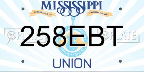 258EBT Mississippi License Plate