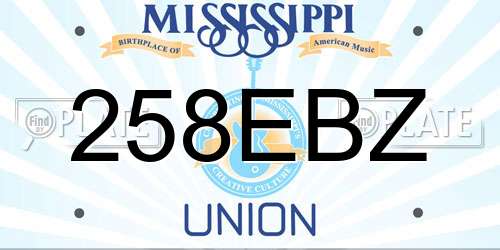 258EBZ Mississippi License Plate