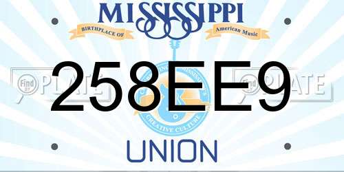 258EE9 Mississippi License Plate