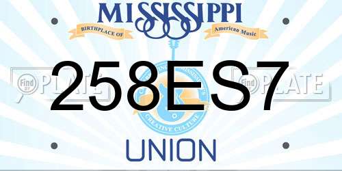 258ES7 Mississippi License Plate
