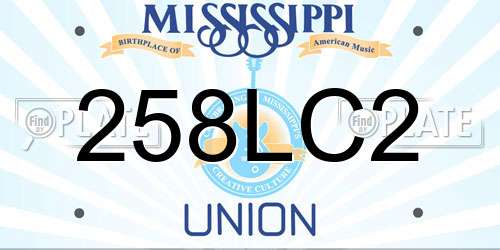 258LC2 Mississippi License Plate