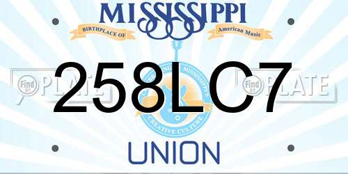 258LC7 Mississippi License Plate
